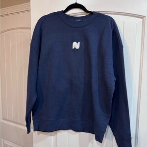 nuuds Navy Blue Minimal Logo Crewneck Sweatshirt